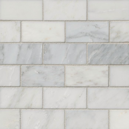 Hampton Carrara Marble Polished Amalfi Subway Mosaic Tile - 2 x 4 in.
