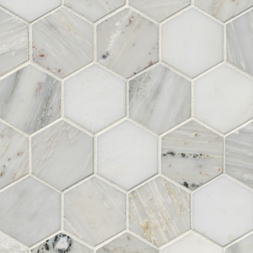 Hampton Carrara Marble Polished Hexagon Mosaic Tile -3 x 3 in.