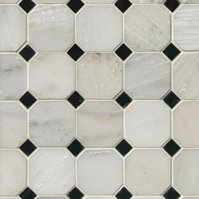 Hampton Carrara Marble Polished Octagon Hermosa Tile