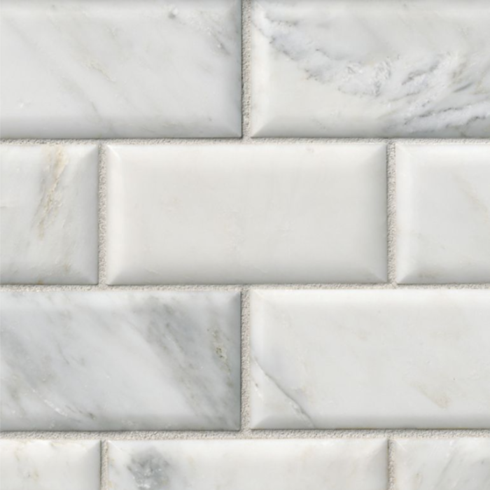 HAMPTON CARRARA PILLOWED MARBLE SUBWAY WALL AND FLOOR TILE - 3 X 6 IN.