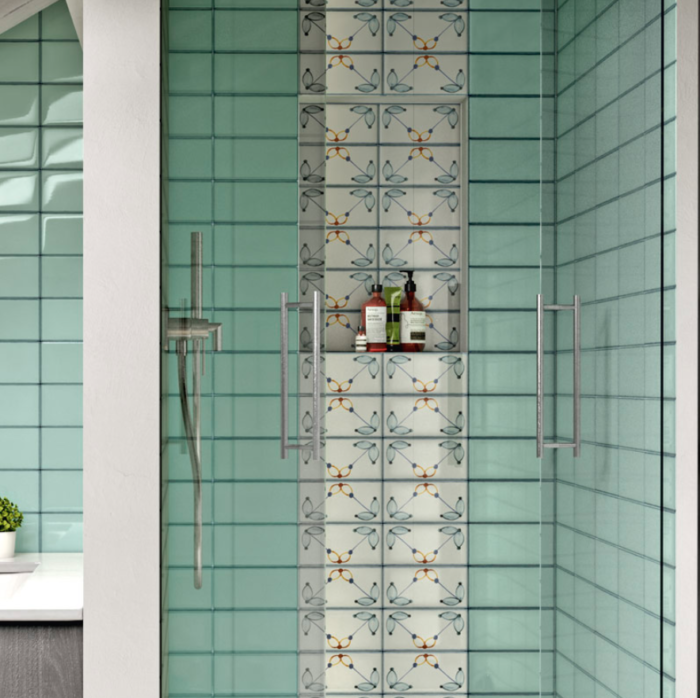 Iris LOL Aquamarine Ceramic Glossy Wall Tile 4x8 Bath Application