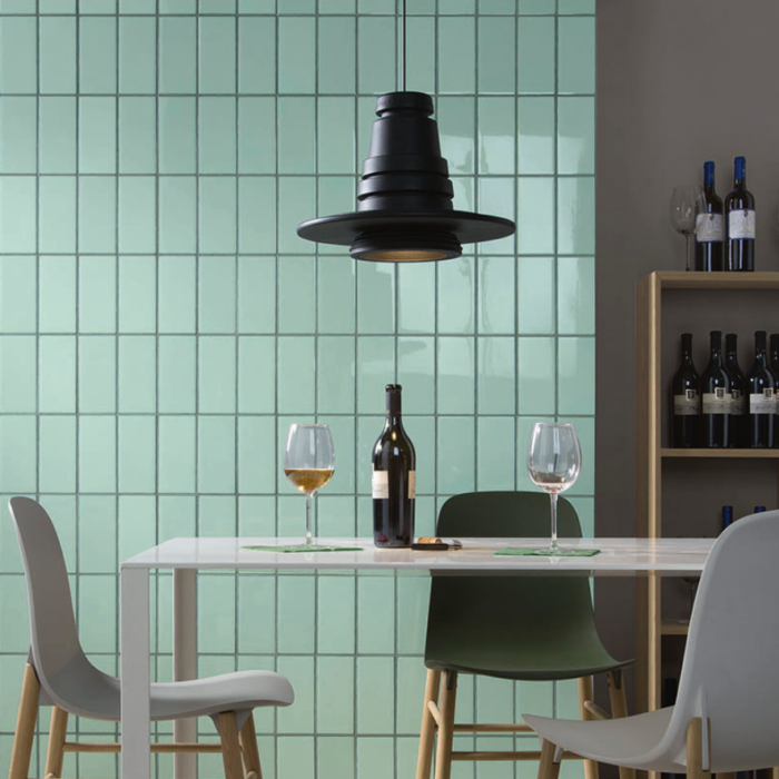 Iris LOL Aquamarine Ceramic Glossy Wall Tile 4x8 Kitchen Application