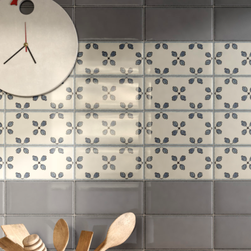 Iris LOL Grey Ceramic Glossy Wall Tile 4x8 Kitchen Application