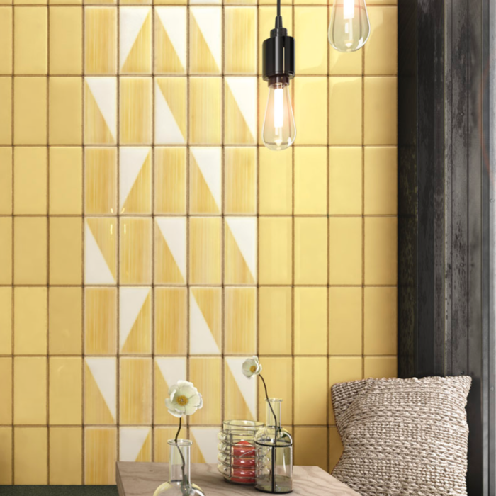 Iris LOL Yellow Ceramic Glossy Wall Tile 4x8 Restaurant Application