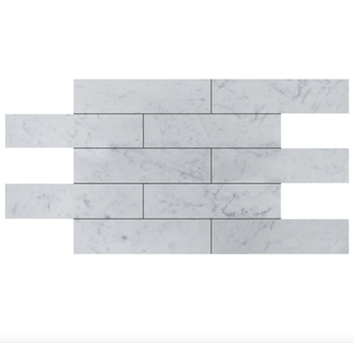 Italia F Carrara White Marble Matte Honed Tile - 3 x 12 in.