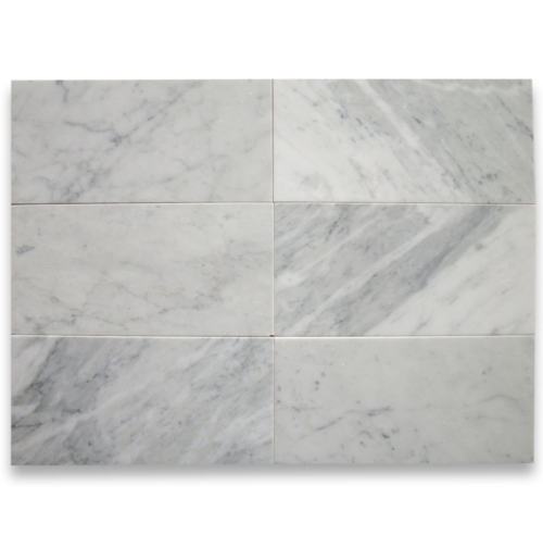 Italia F Carrara White Marble Matte Honed Tile - 6 x 12 in.
