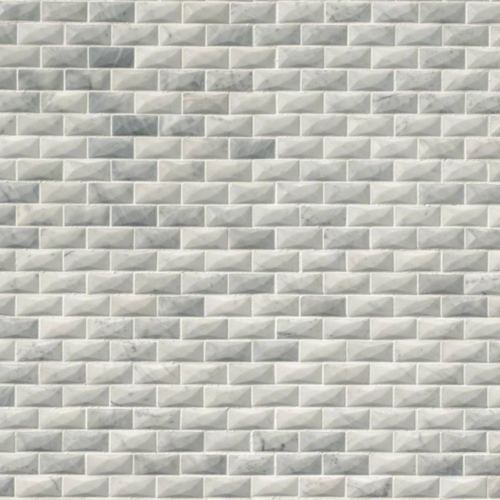 Carrara White Marble Polished Cardine 3D Brick Mosaic 1"X2.