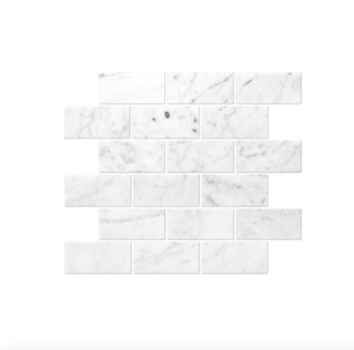 Italia F Carrara White Marble Polished Mosaic Tile 2"x4"