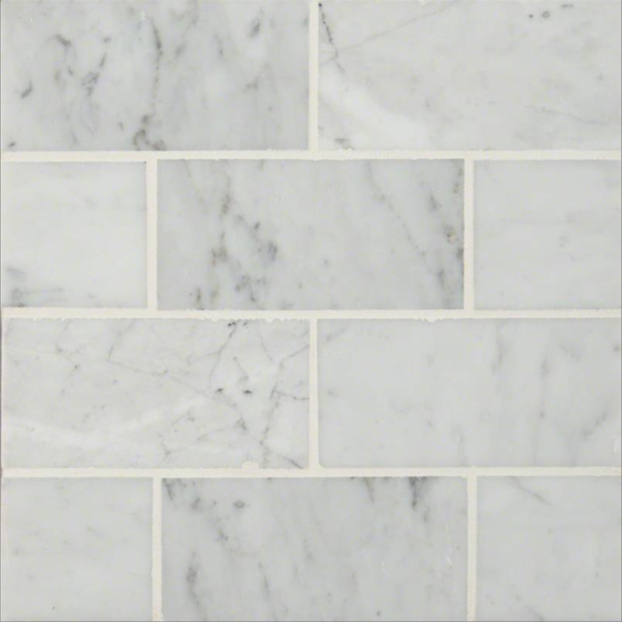 Carrara White Marble Polished Subway Wall & Floor Tile - 3 x 6 in.