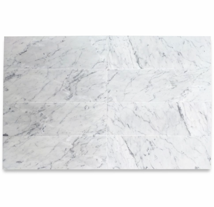 Italia F Carrara White Marble Matte Honed Tile - 6 x 18 in.