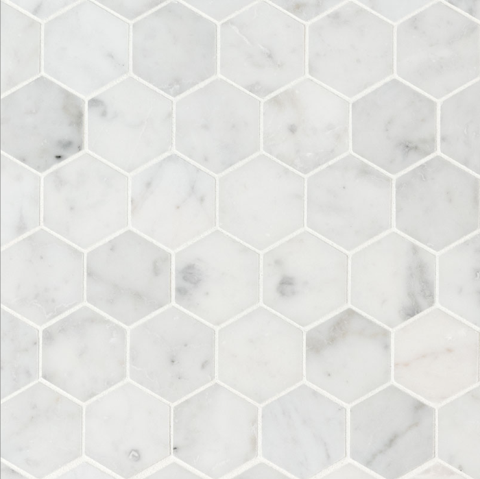 Italia F Carrara White Marble Honed Hexagon Mosaic Tile - 2 x 2 in.