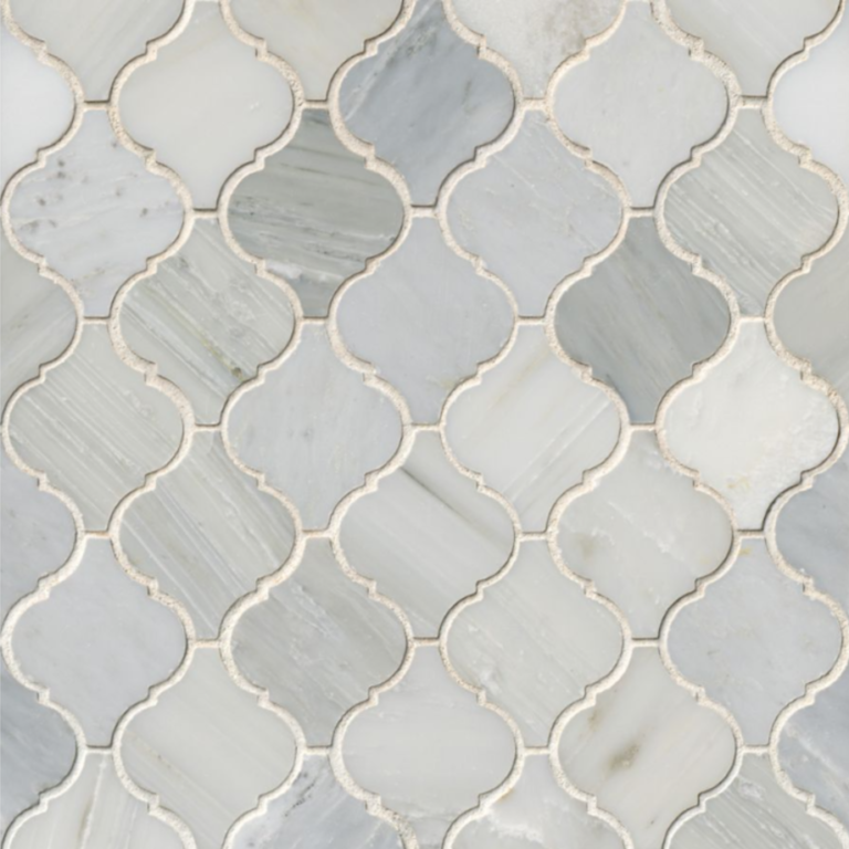 Hampton Carrara Marble Tumbled Large Herringbone Mosaic Tile