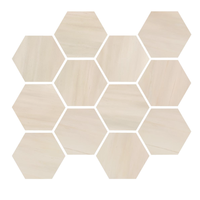 Dolomite Beige Natural:Polished Hexagon Mosaic (12 x 14 Sheet)