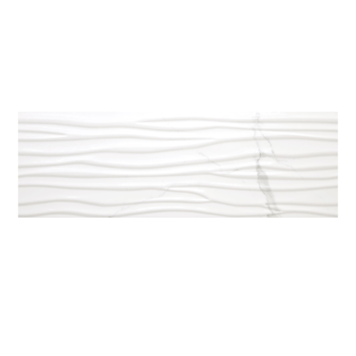 Statuario 12x 36 Wave Wall Tile Glossy